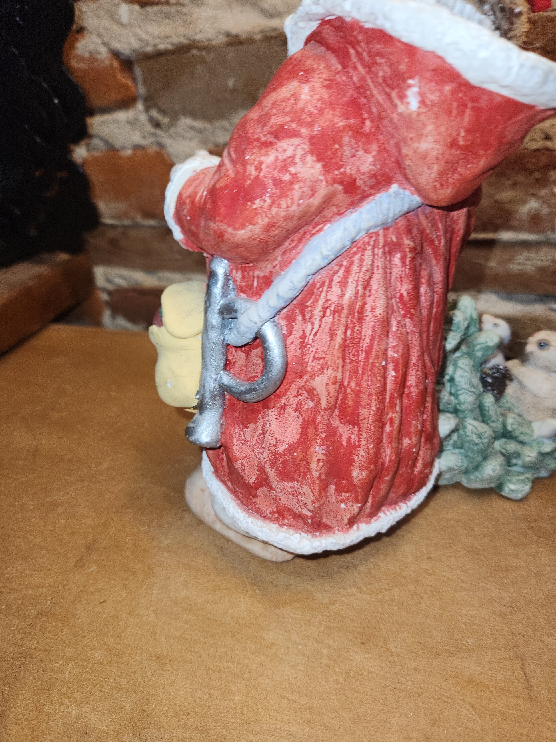Vintage Dreamsicles 1993 Woodland Father Christmas Pulling Tree With Bird & Rabbit 8.5” Kristin Haynes Cast Art Industries NO BOX di11