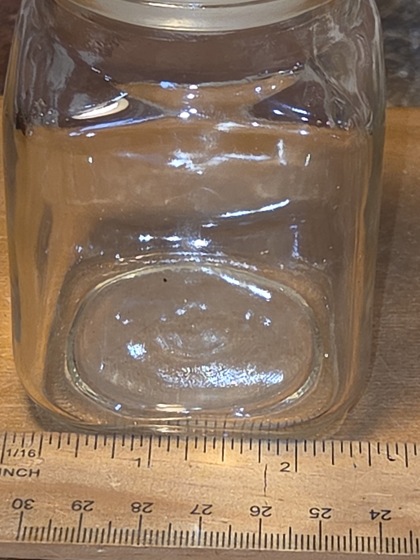 Vintage Clear Glass Square Canister with Sunburst Lid 2 1/2" square sj1