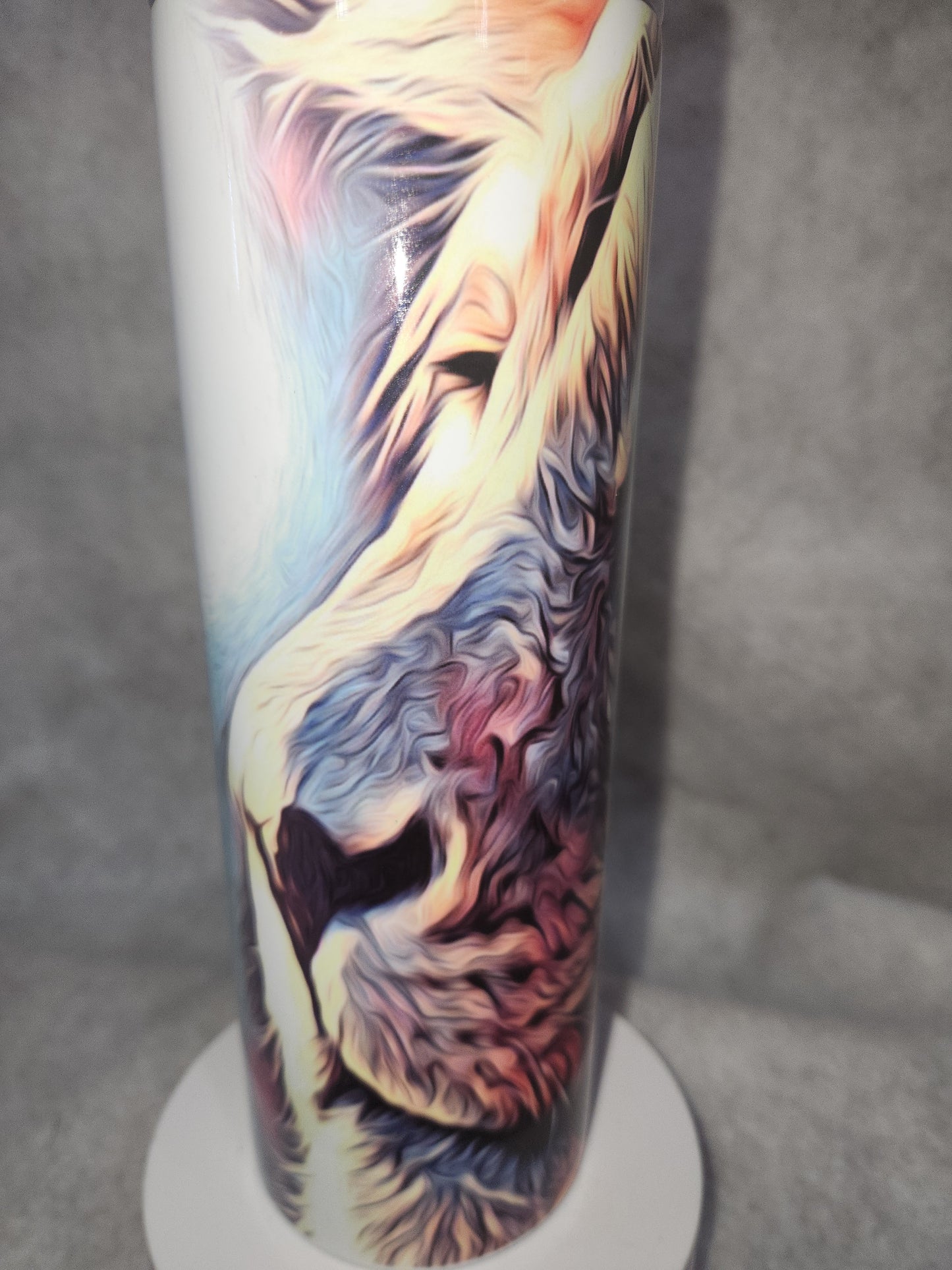 20 Oz Stainless Steel Insulated Tumbler With Two Tops Lion Face tl67