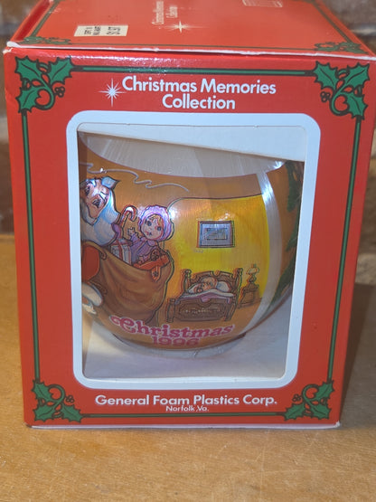 Vintage Satin Christmas Ornament Santa Tree Bag of Toys 1996