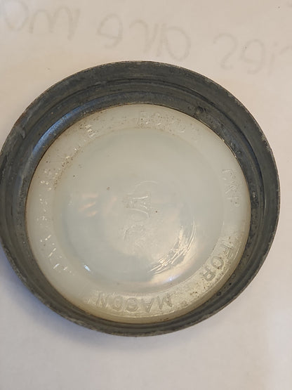 Vintage Atlas Strong Shoulder Cornflower Aqua Blue Quart Jar and Atlas Lid jar90