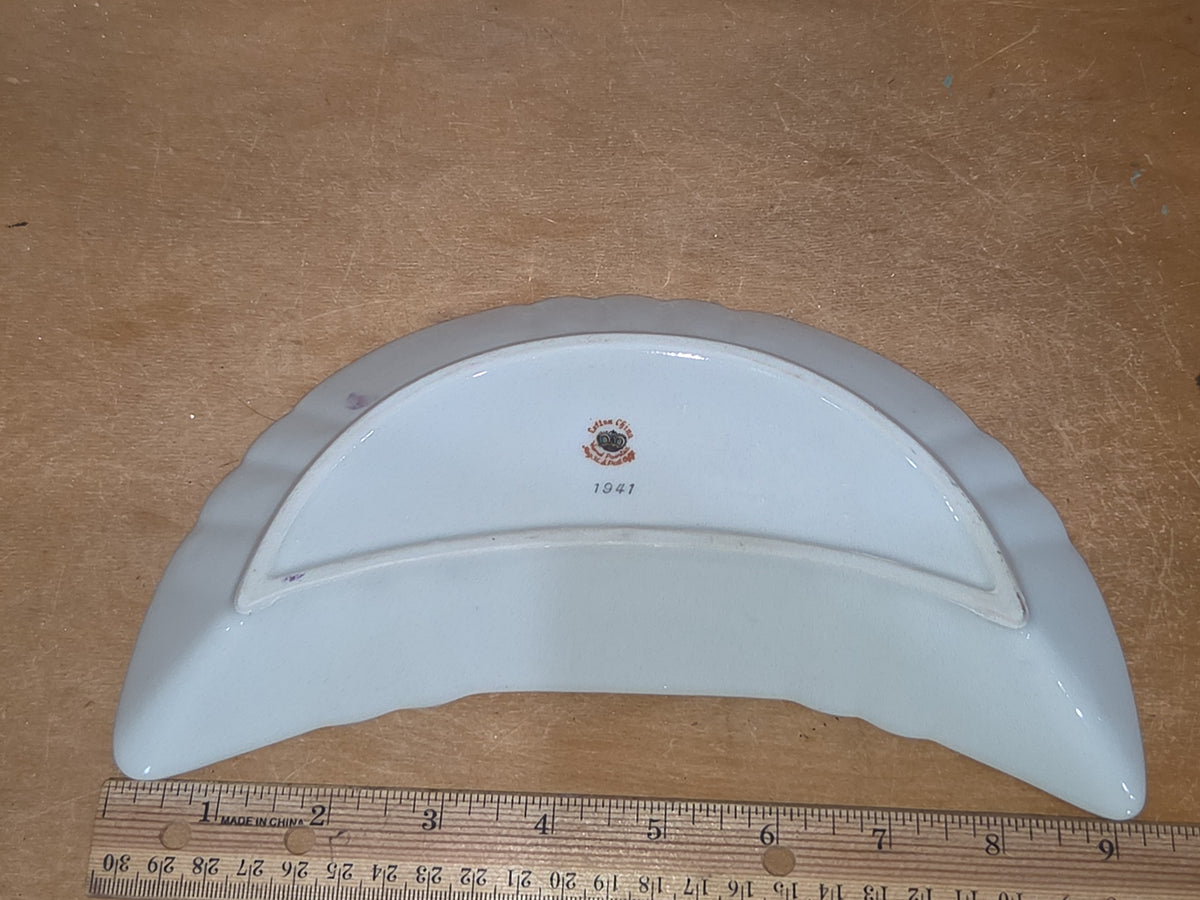 Vintage Lefton China Hand Painted Crescent Beside the Plate Tray G5