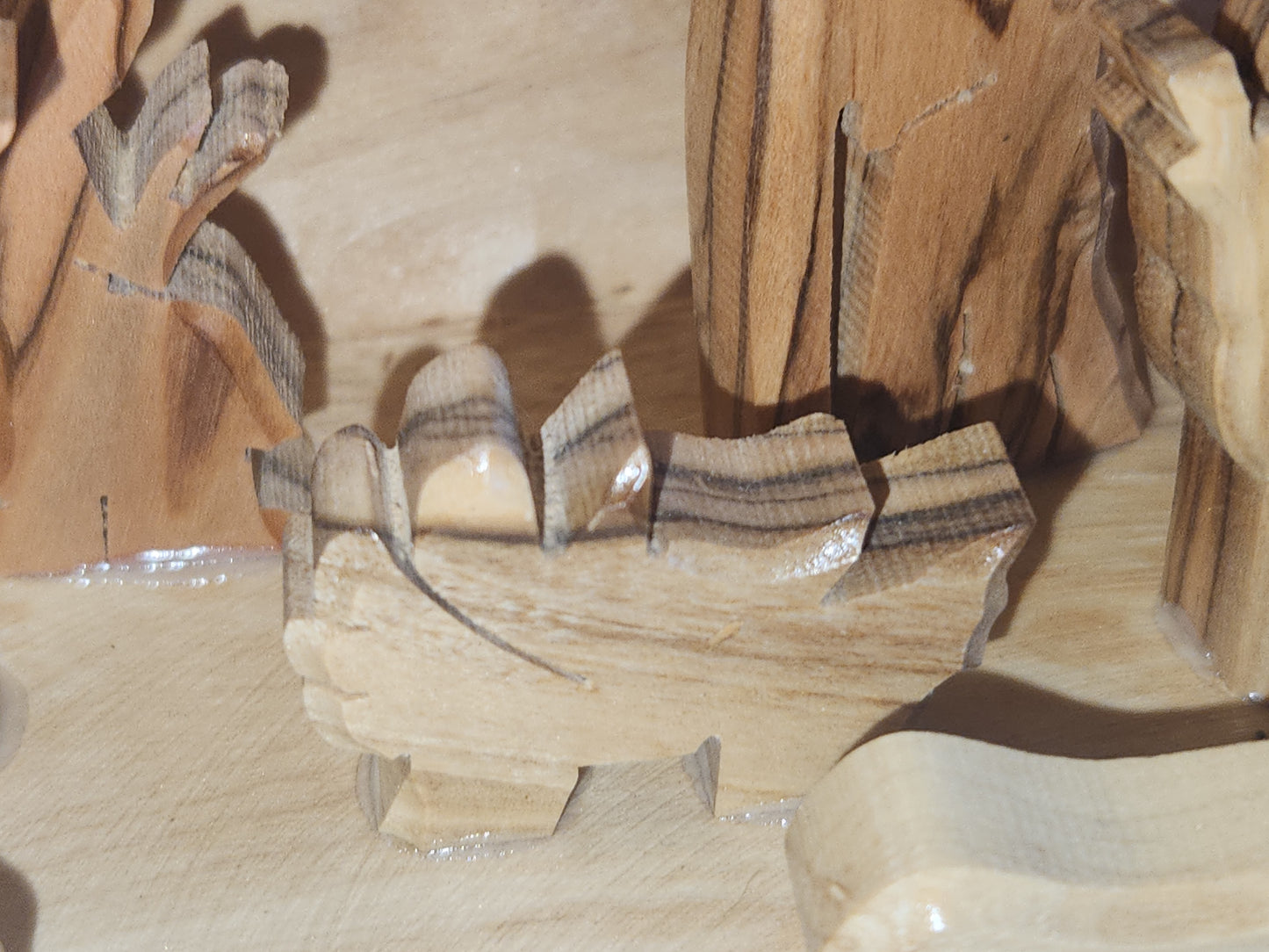 Nativity Medium Grotto Carved in Olive Wood Branch Made in Bethlehem 4" x 8" n2b