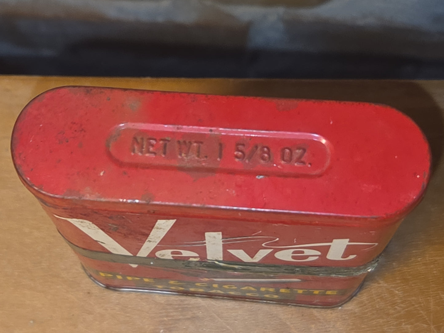 Vintage Tobacco Tin Velvet pipe and cigarette 1 5/8 oz Ligget & Myers AS IS Taped EMPTY tin714