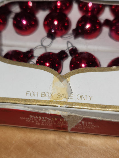 Vintage Shiny Brite 24 Red Mercury Glass Ball Feather Tree Ornaments 12mm Japan MCM  bo126