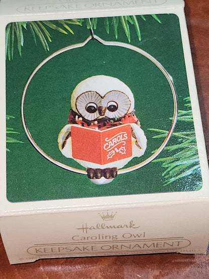 Vintage Hallmark Keepsake Ornament Caroling Owl 1983 miniature