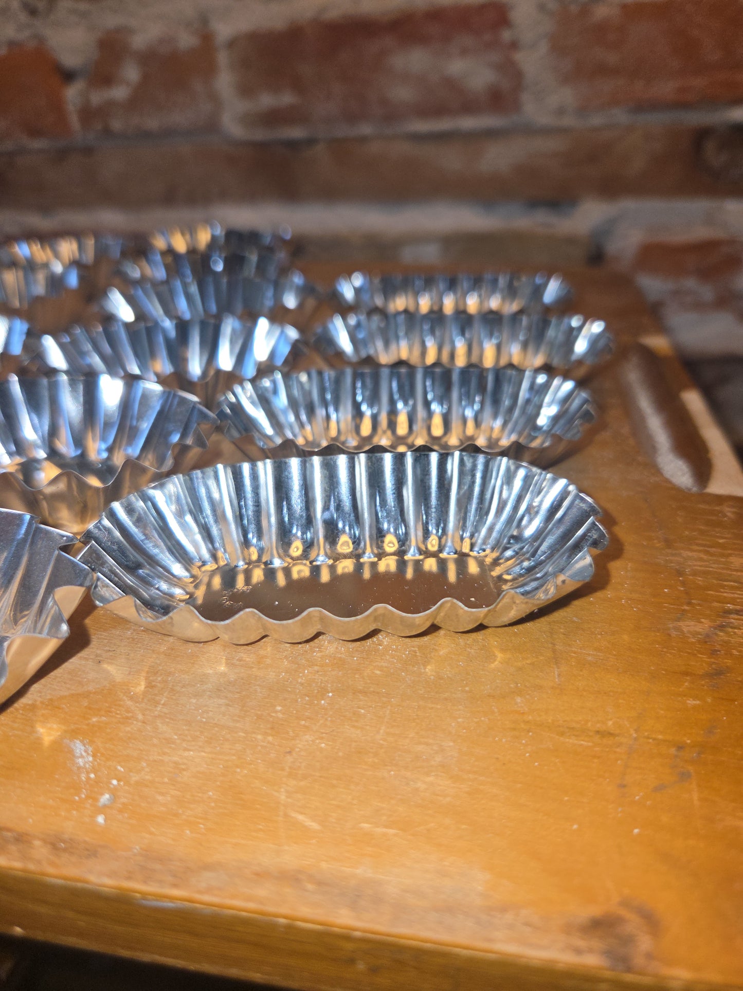 Vintage Miniature Swedish Fluted Tins Pan Chocolates Mold and Clay Molding Tool Set of 16 al99
