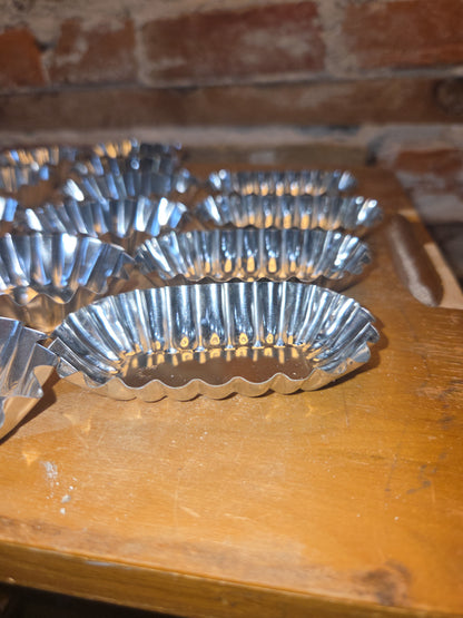Vintage Miniature Swedish Fluted Tins Pan Chocolates Mold and Clay Molding Tool Set of 16 al99