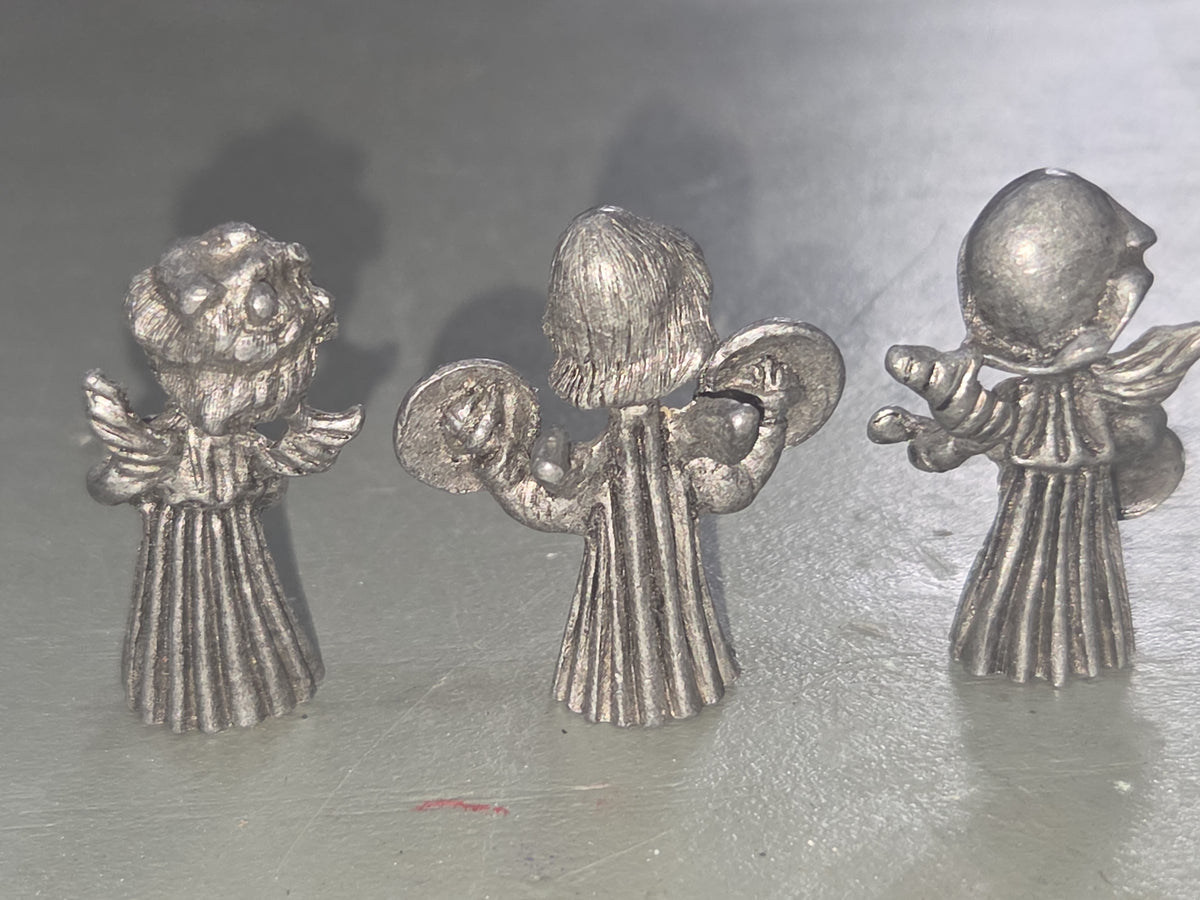 Vintage Vernon Pewter Miniature Angel Figurines Set of Three 1.5" pa4