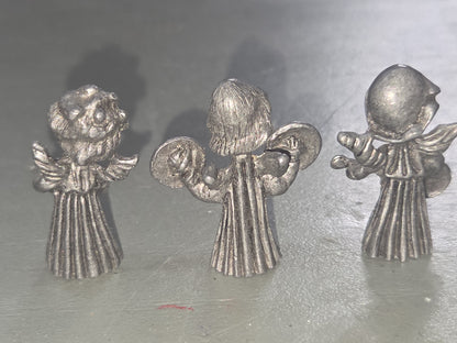 Vintage Vernon Pewter Miniature Angel Figurines Set of Three 1.5" pa4
