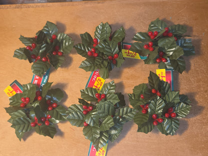 Vintage Joybrite Christmas Mini Candle Rings Holly Berries Lot of 6 New Old Stock (Copy)