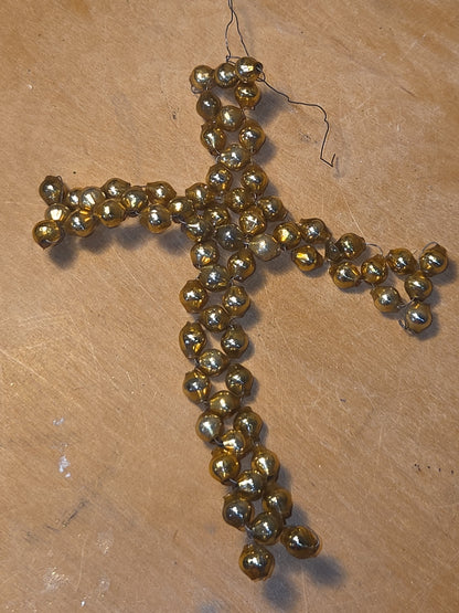 Vintage Mercury Bead Cross Ornaments AS IS For Crafting