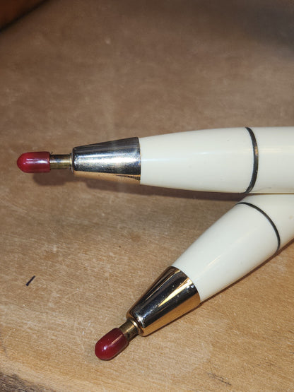 Vintage Everlasting Set of 2 Refillable Candle Sticks with Red Wick Cover Mid Century MCM vc7