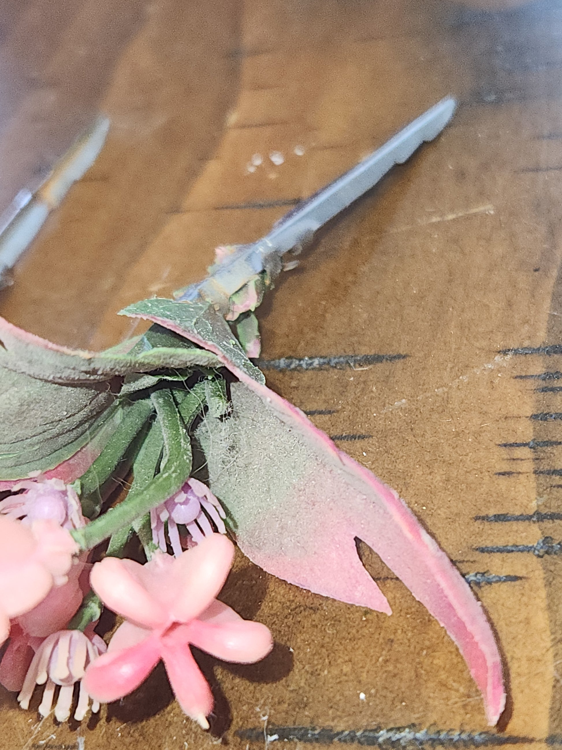 Vintage Plastic Flower Picks with Leaves for Crafting