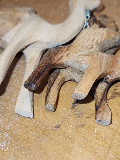 Vintage Olive Wood Hand Carved Camel Donkey Caravan nat6