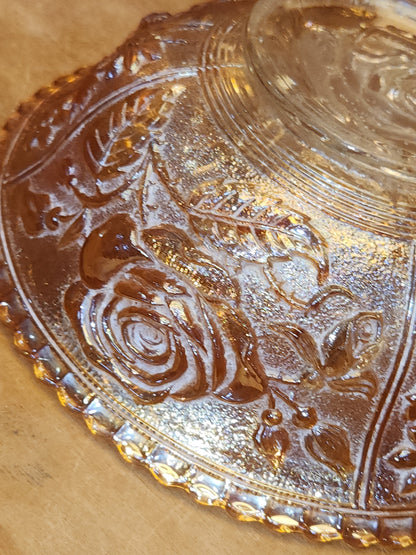 Vintage Carnival Glass Imperial Bowl Open Rose Pattern Scalloped Edge rp8