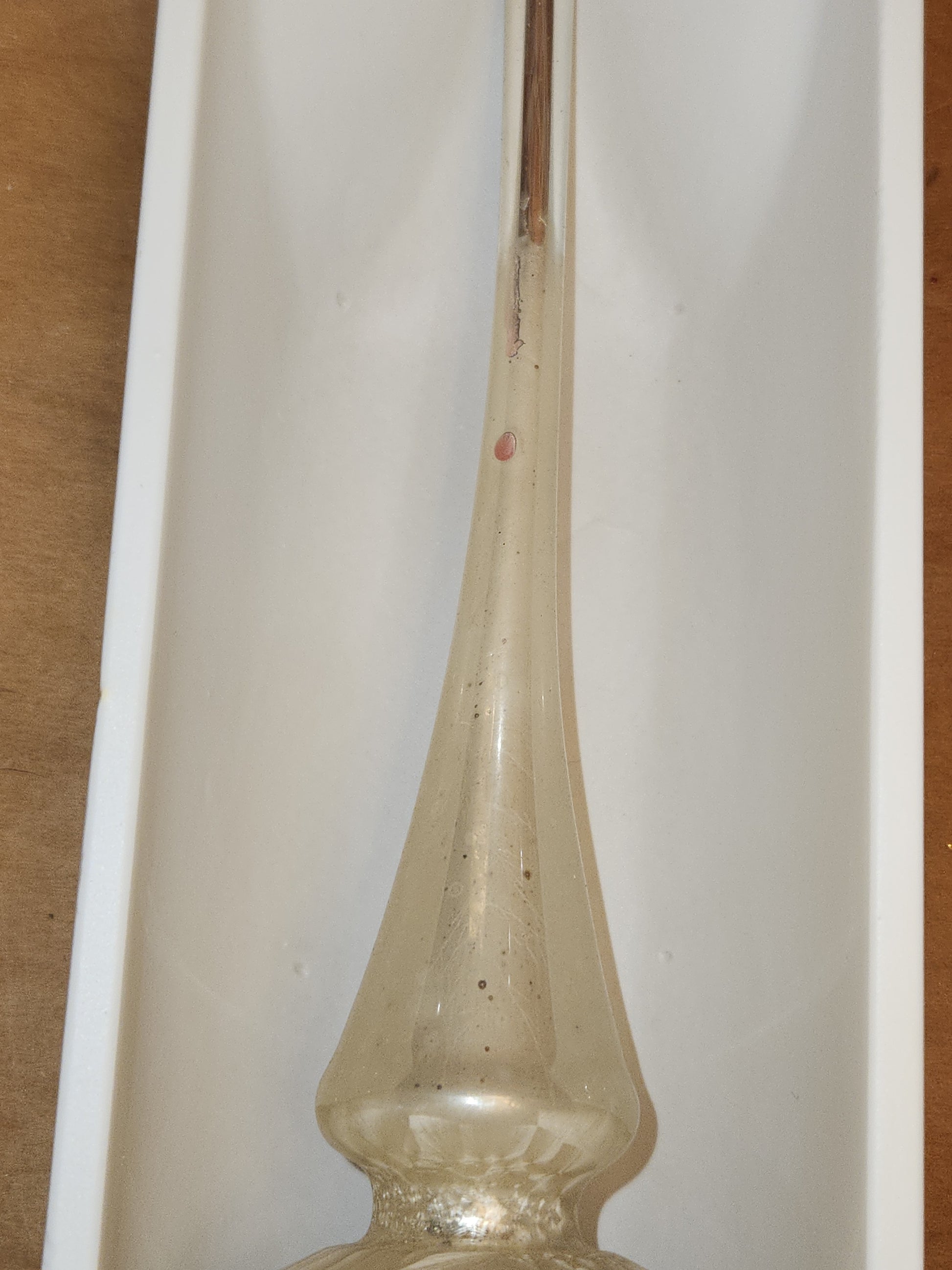 Vintage Rauch Hand Blown Mercury Glass Tree Topper White Gold Glass with Box Box tt11