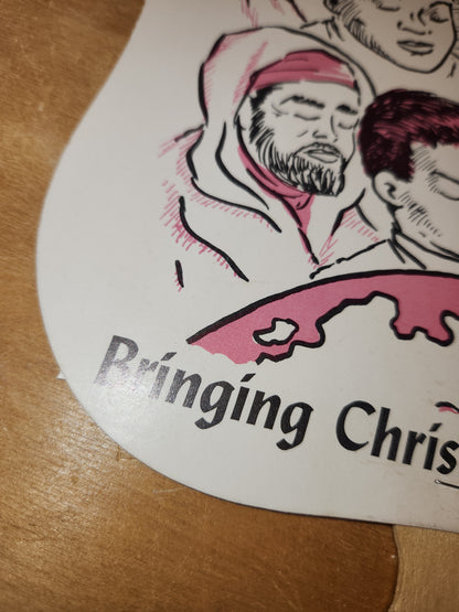 Vintage Advertising Hand Fan & Envelope Bringing Christ To The Nations Lutheran Hour St Louis 10, MO AS IS af4