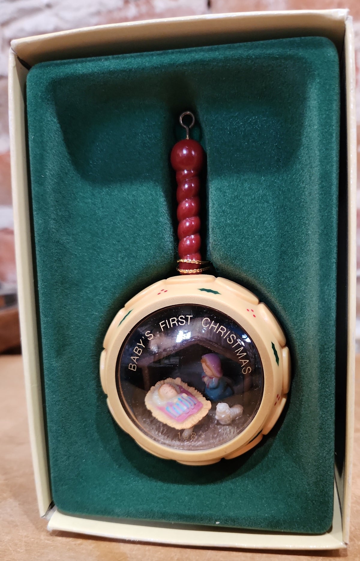 Vintage Russ Berrie Baby’s First Christmas Ornament with Nativity Scene #4571