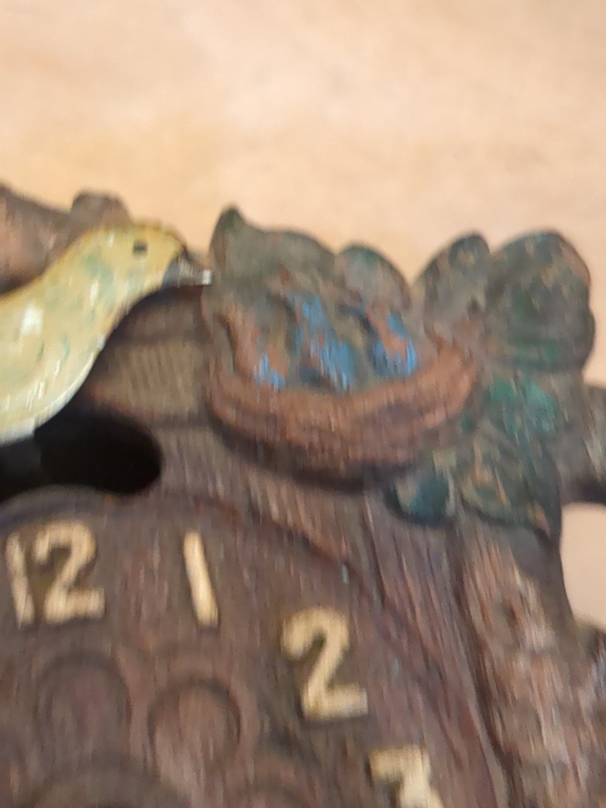 Vintage August C. Keebler Co. Pendulette Clock Red Flowers Blue Birds Nest Small AS IS Not Tested cl4