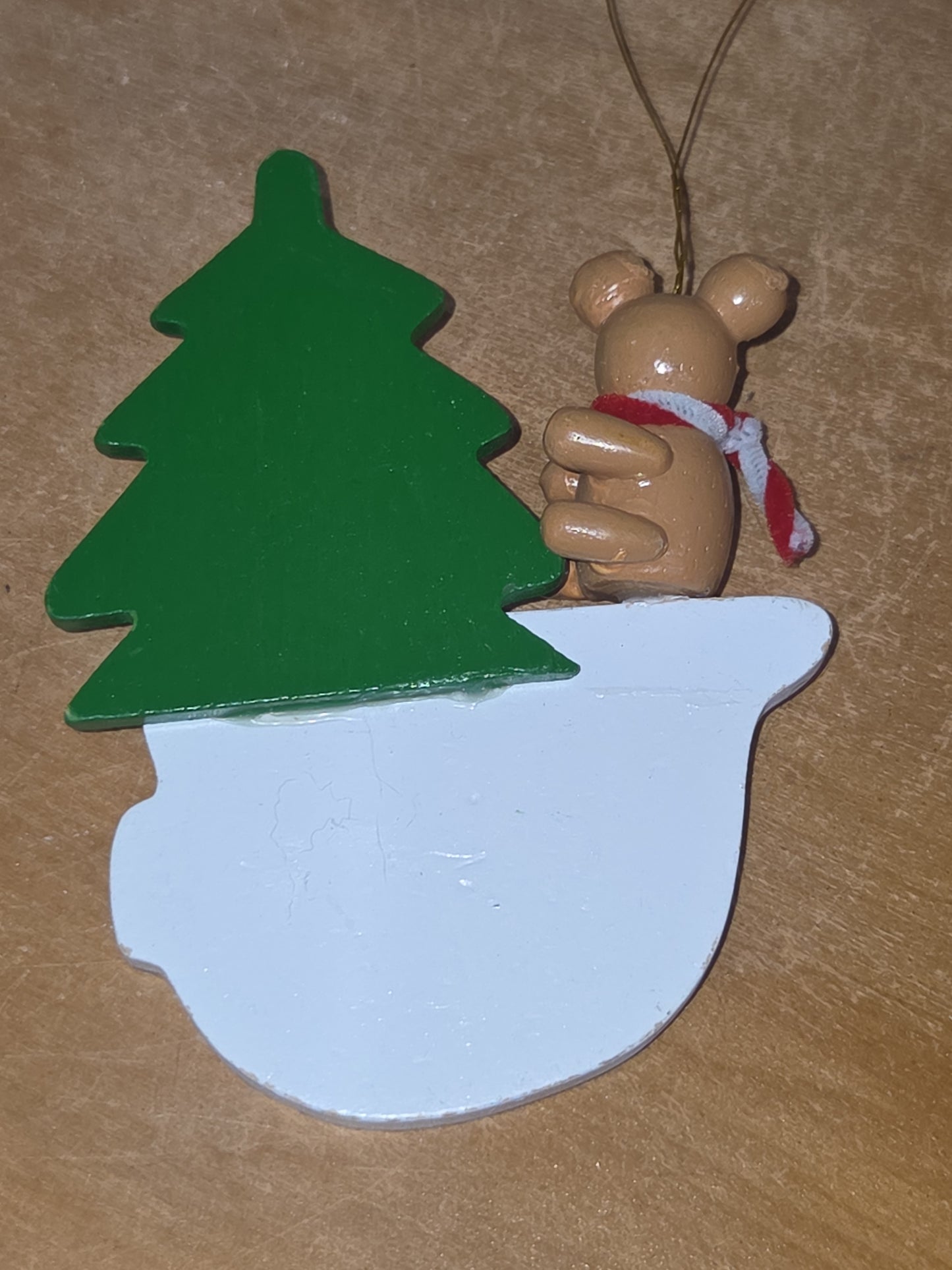 Vintage Wooden Ornaments Snowman Cat Shoe Tree Set of 5 MCM Kitchy