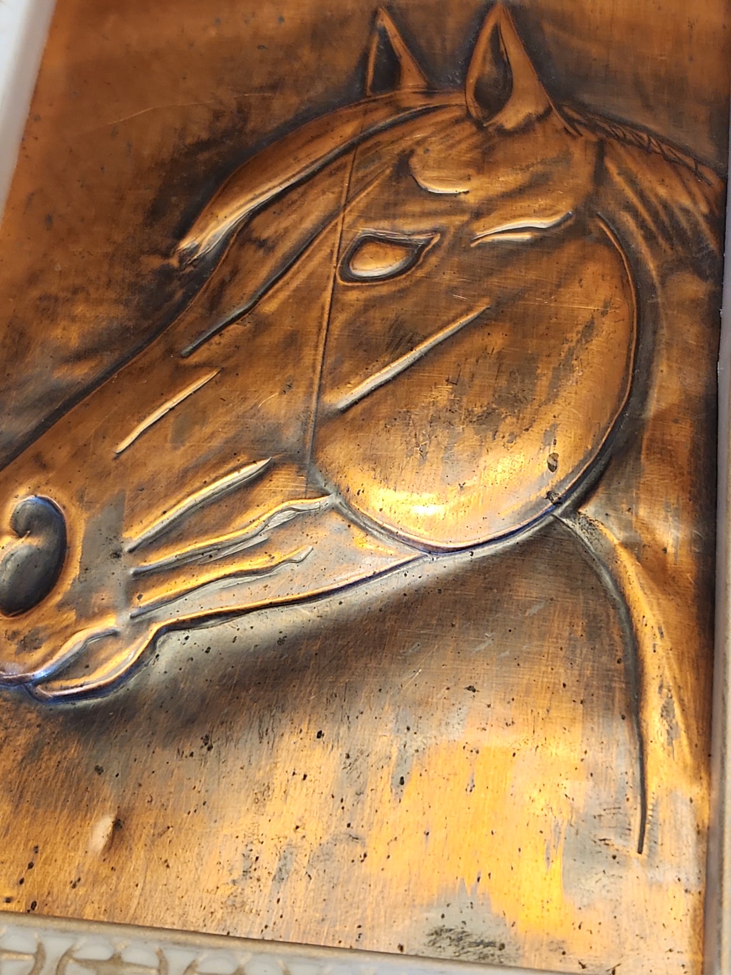 Vintage Embossed Copper Horse Relief sc7