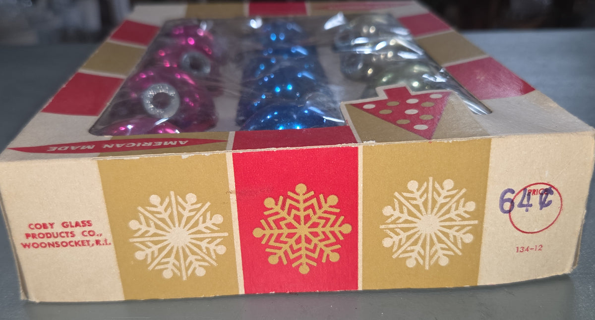 Vintage Box of Coby Glass Ornaments BO08