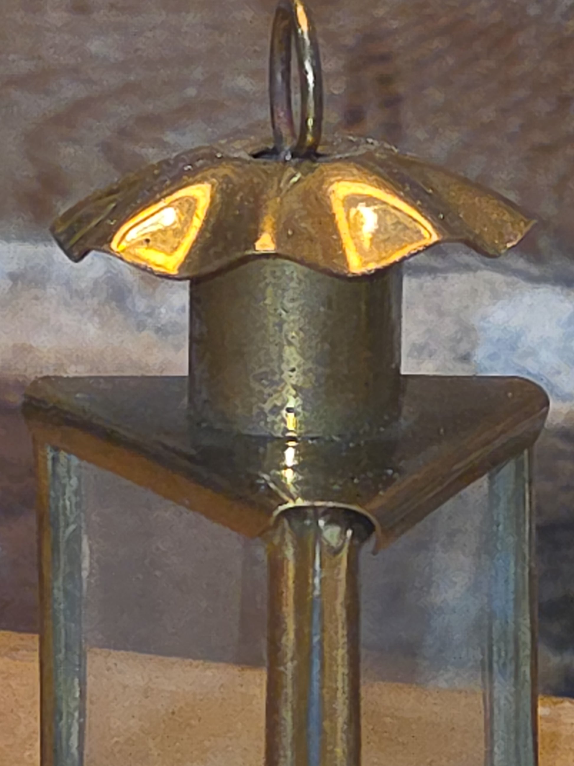Vintage Brass and Glass Lantern Ornament bb81
