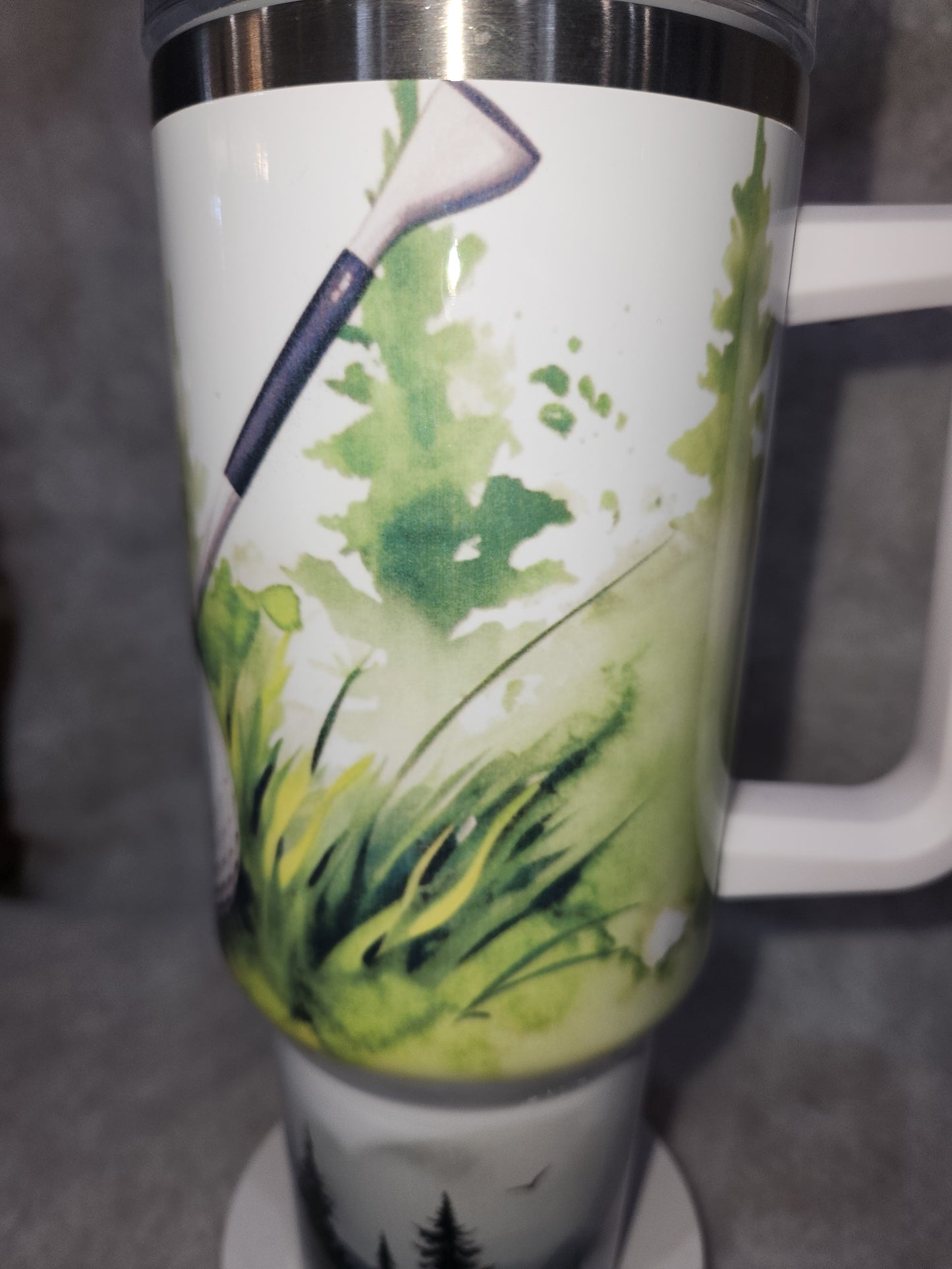40 Oz Insulated Stainless Steel. Travel Tumbler says, "Eat Sleep Golf Repeat" tgo4