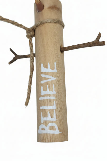 Snowman Believe Rustic Christmas Ornament os1