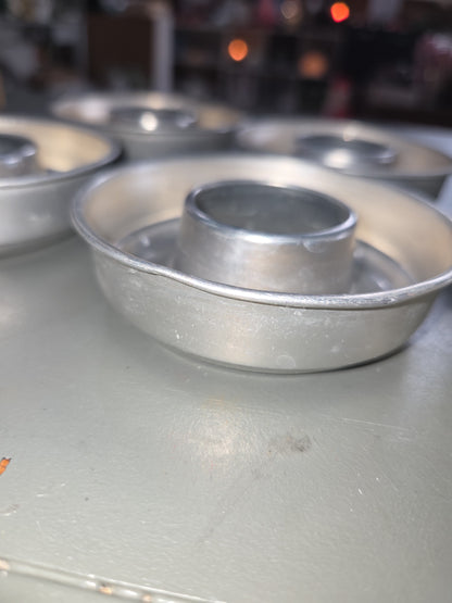 Vintage Aluminum Mini Round Ring Molds Cake, Jello, Desserts Set of 6 AS IS 3.5” bt8
