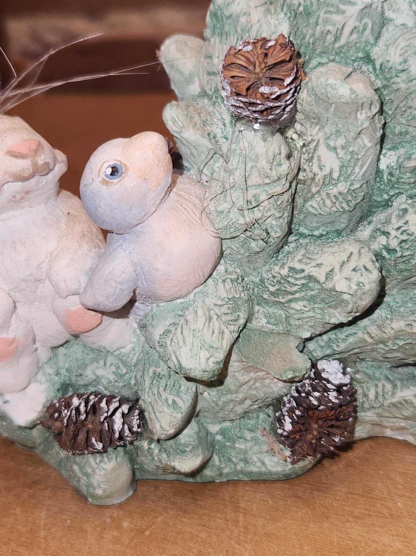 Vintage Dreamsicles 1993 Woodland Father Christmas Pulling Tree With Bird & Rabbit 8.5” Kristin Haynes Cast Art Industries NO BOX di11