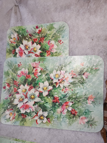 Vintage Christmas Place Mats Lot Of 6 Wipe Off and Re-Use 3 G. Galian Designs