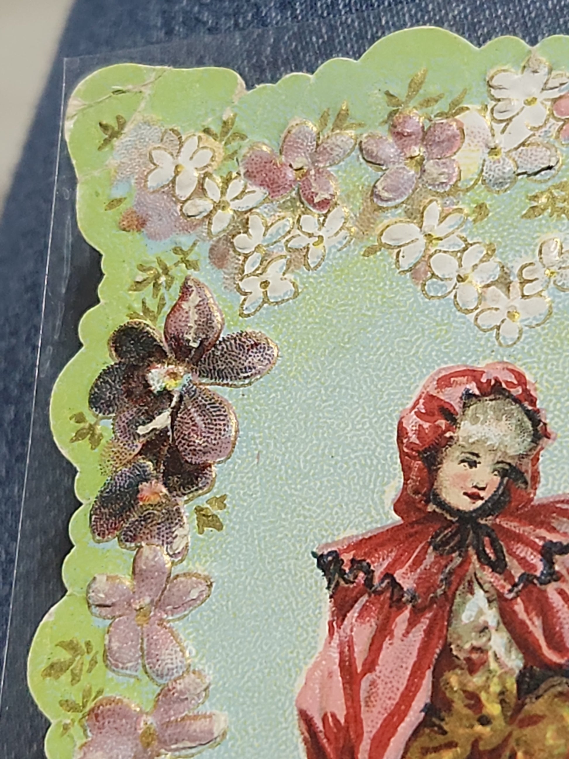 Antique Valentines Postcard Embossed Beloved Victorian couple Embossed flowers poem