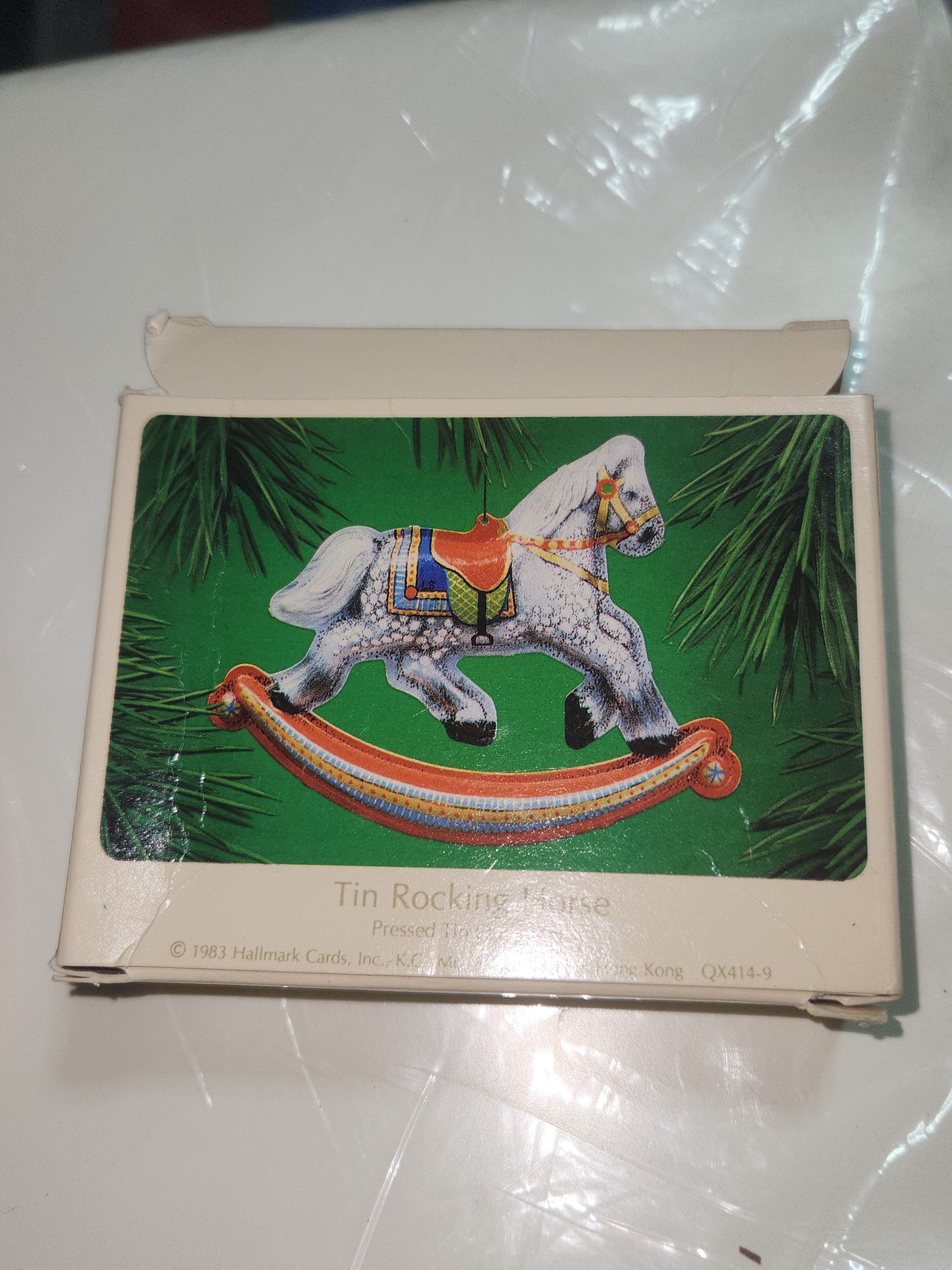 Vintage Hallmark Keepsake Ornament Pressed Tin Rocking Horse 1983