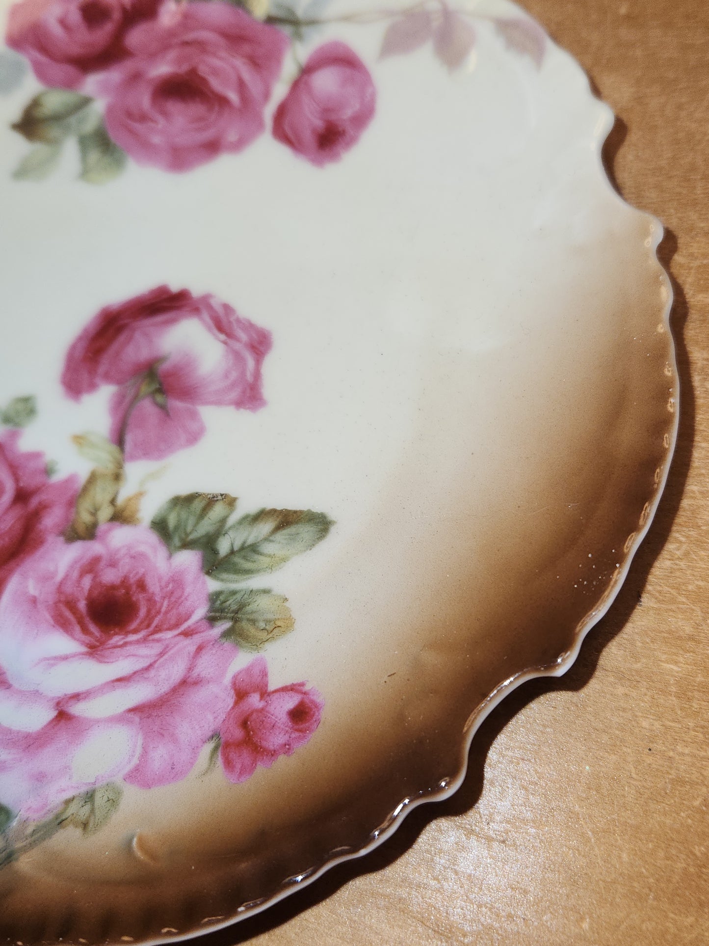 Vintage Marseille Z. C. & Company Bavarian Plate Stamped 7617 Light Burgundy Roses vp9