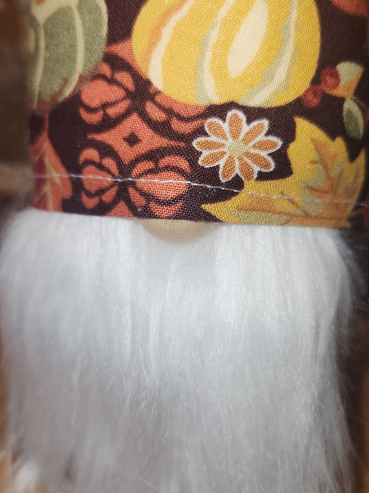 8" Gnome Fall Print on Hat Brown Body gn14