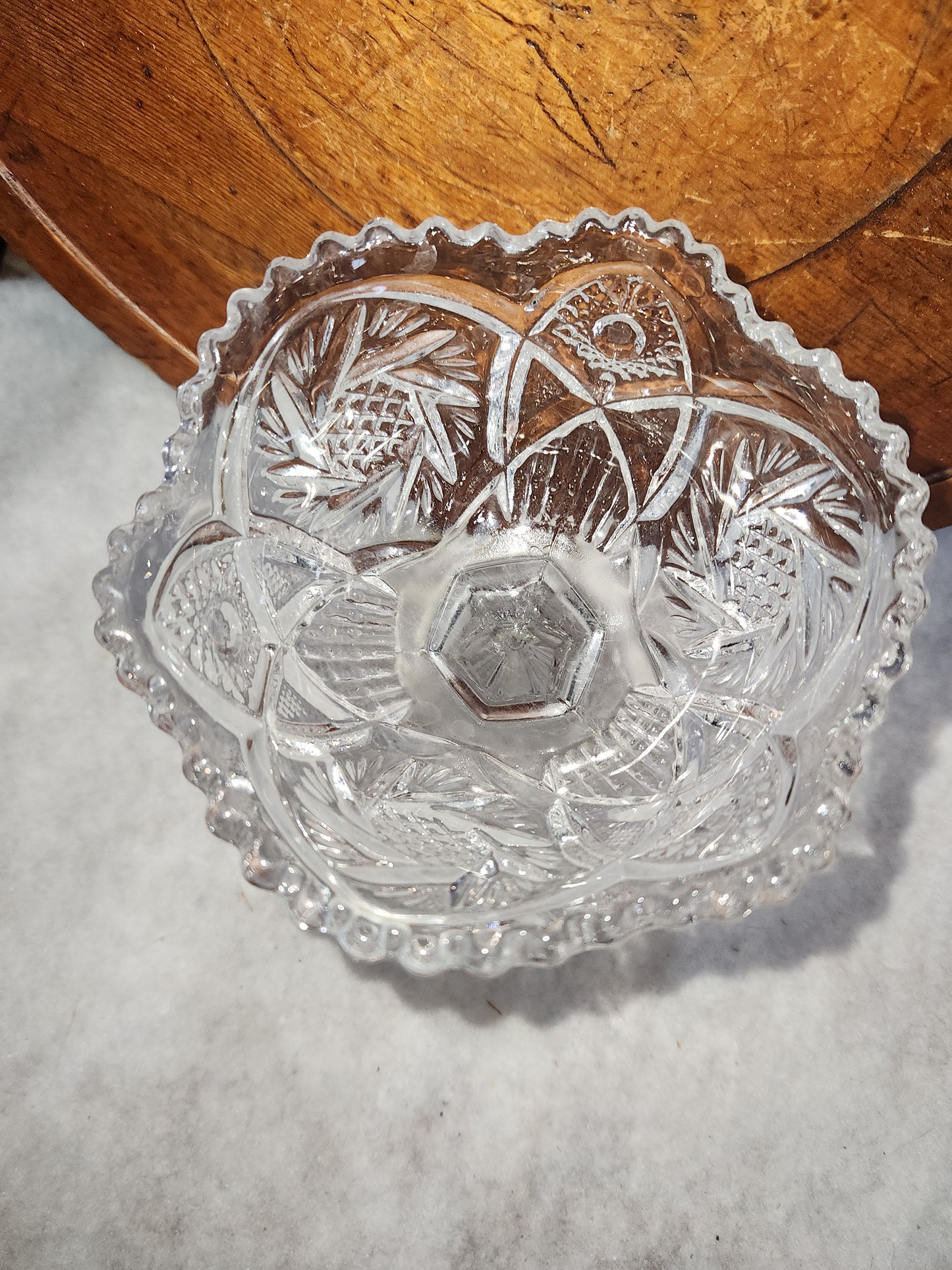 Vintage Imperial Crystal Compote Trinket Candy Dish 5" diameter gl112