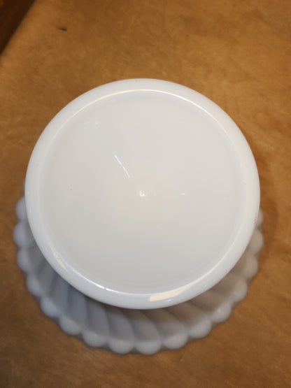 Vintage Westmoreland Milk Glass Lidded Candy Dish Swirl and Ball Pattern mg112