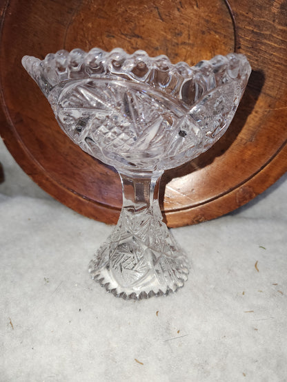 Vintage Imperial Crystal Compote Trinket Candy Dish 5" diameter gl112