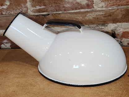 Vintage Enamelware Male Urinal White and Black ew012