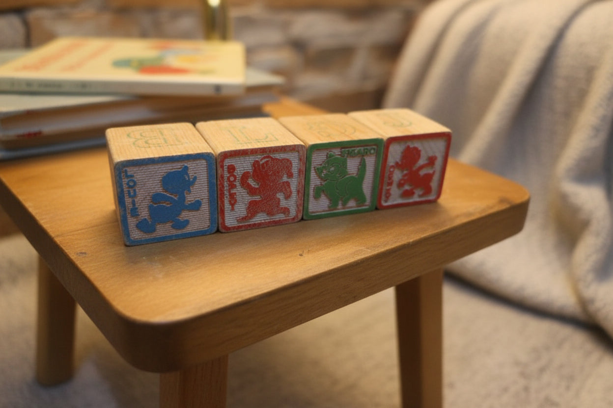 Vintage Disney Wooden Blocks Set of 4 vt7