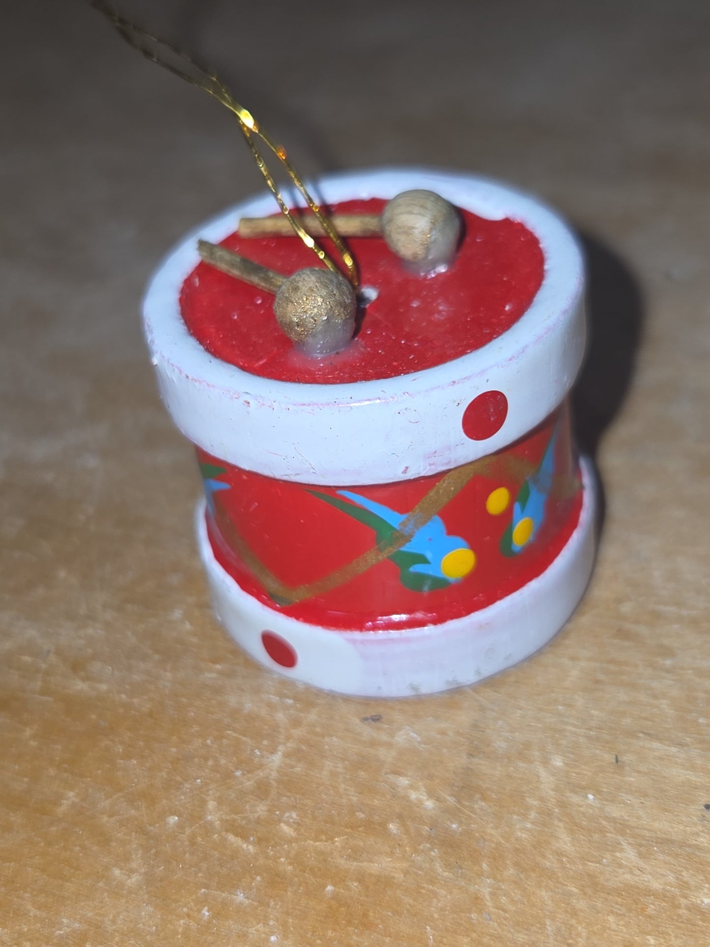 Vintage Wooden Ornaments Drums Set of 2 MCM Kitchy