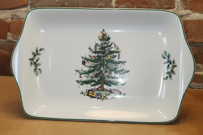 Spode 12" Dessert Tray Mince Pie Plate Christmas Tree Pattern 2008 Made in China sp01