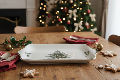 Spode 12" Dessert Tray Mince Pie Plate Christmas Tree Pattern 2008 Made in China sp01