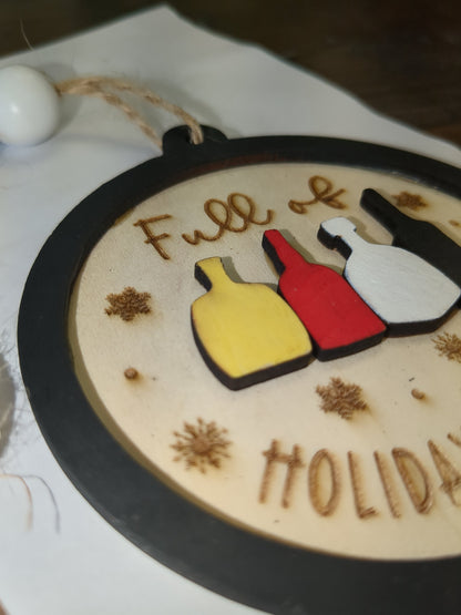 Wooden ornament or car charm. Full of holiday spirits.
