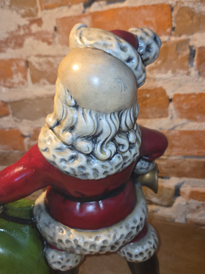 Vintage Royall Mold Ceramic Planter Santa Claus Bell Toy Bag