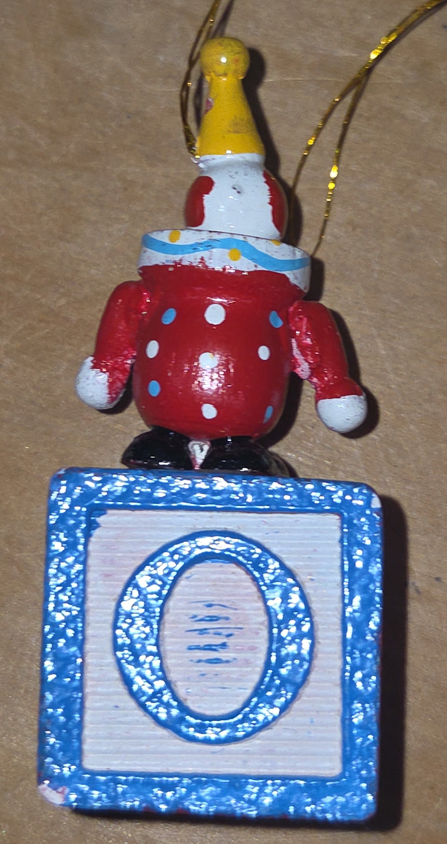 Vintage Wooden Ornament Circus Clowns Set of 4 MCM Kitchy