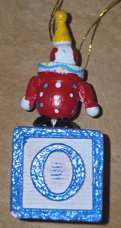 Vintage Wooden Ornament Circus Clowns Set of 4 MCM Kitchy