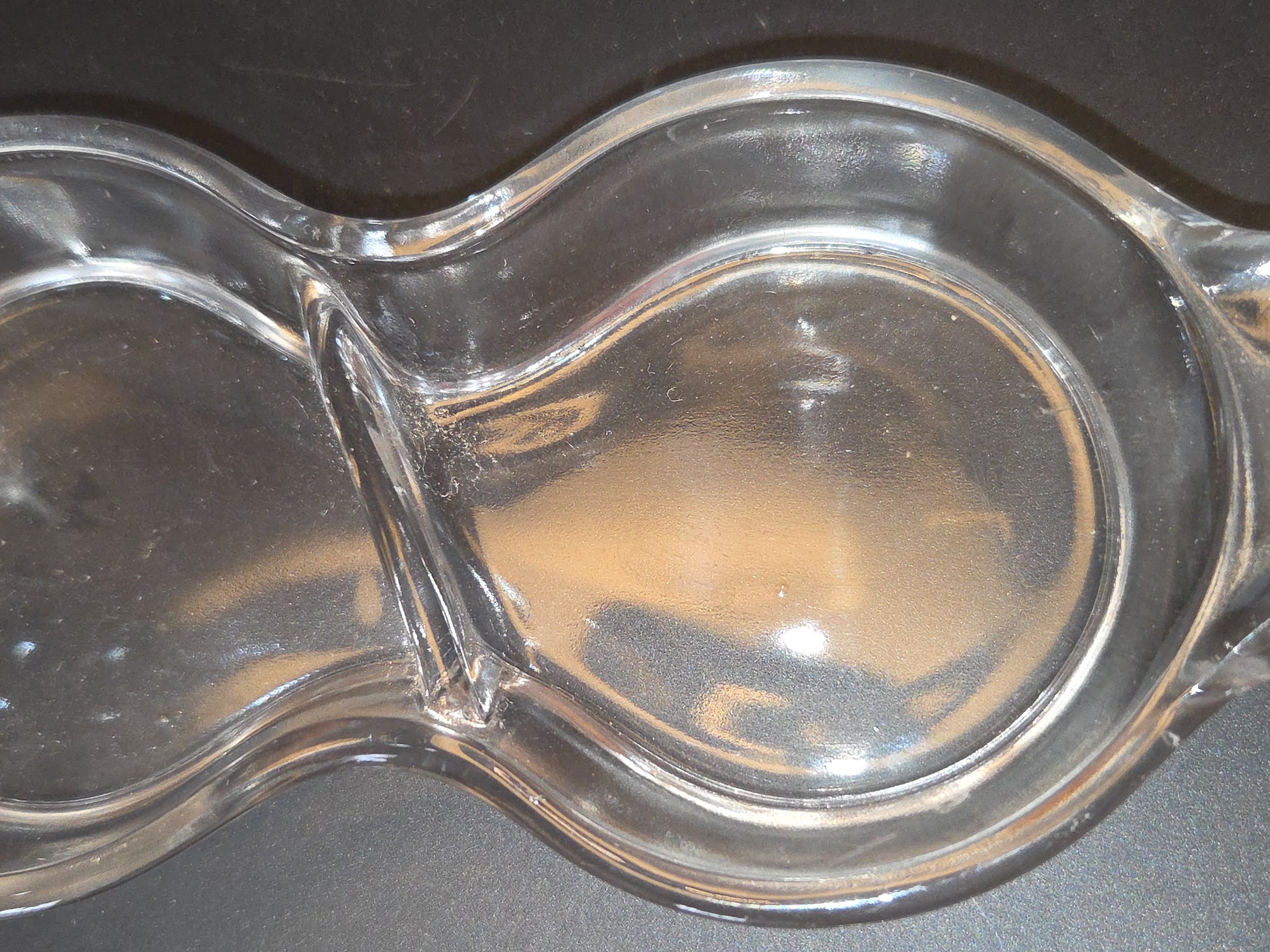 VIntage Glass Oval Divided Pickle Relish Tray Tidbit trinket Figure 8 Design gl7